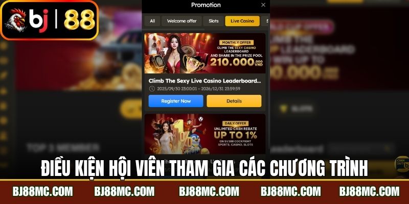 Điều kiện để hội viên có thể tham gia các chương trình