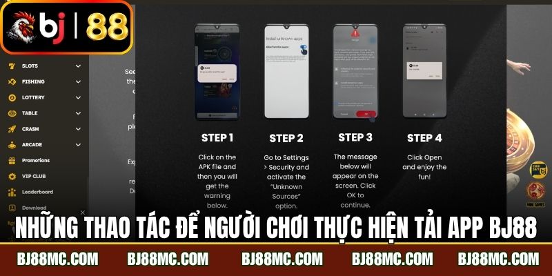 Những thao tác chi tiết để người chơi thực hiện tải app BJ88